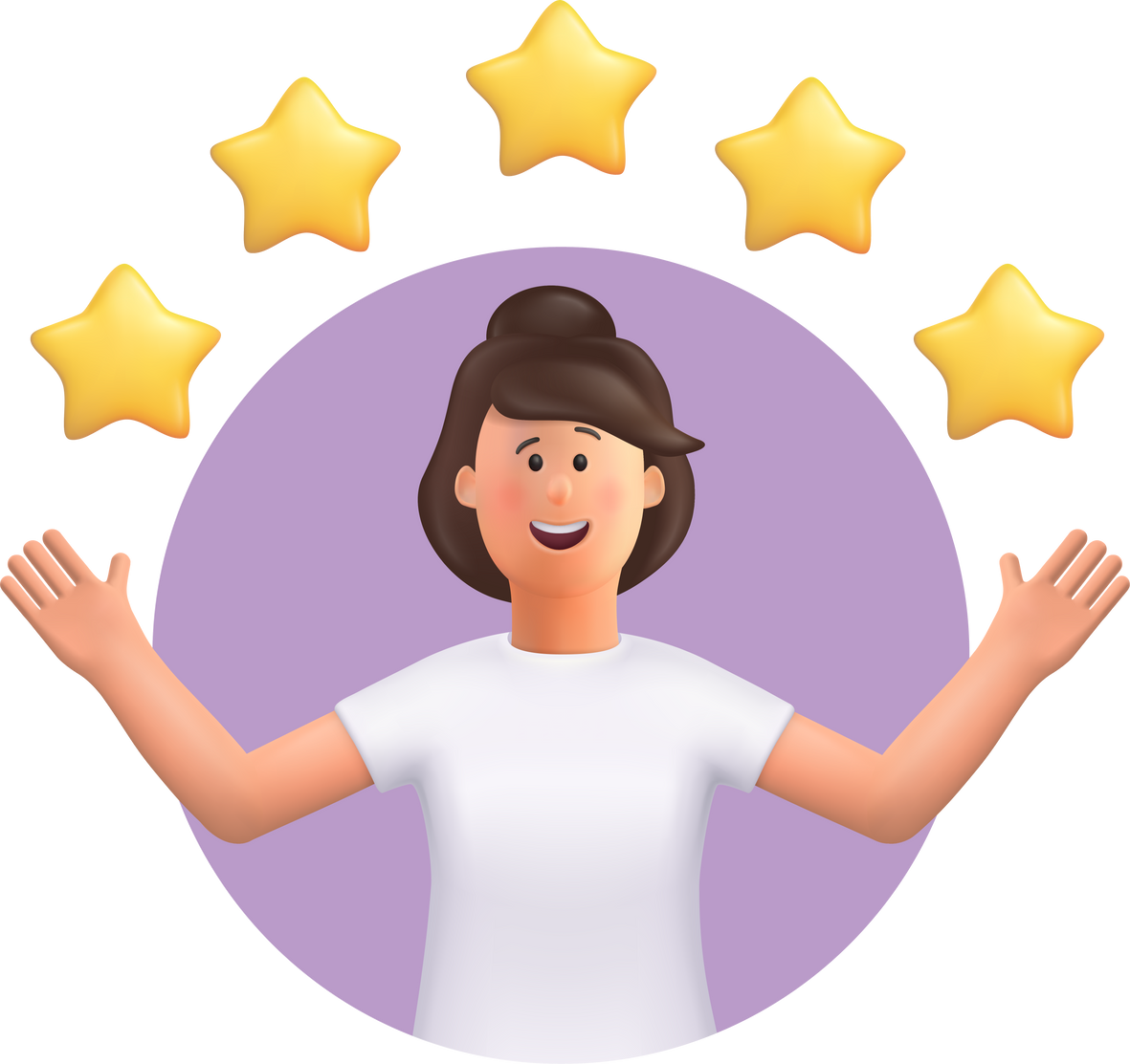 Woman Points Stars Good Review 3D Character