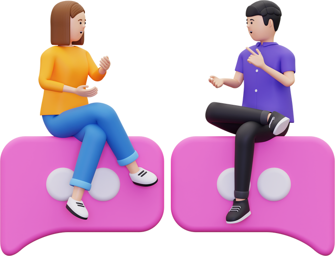 3d Young couple discuss together Illustration