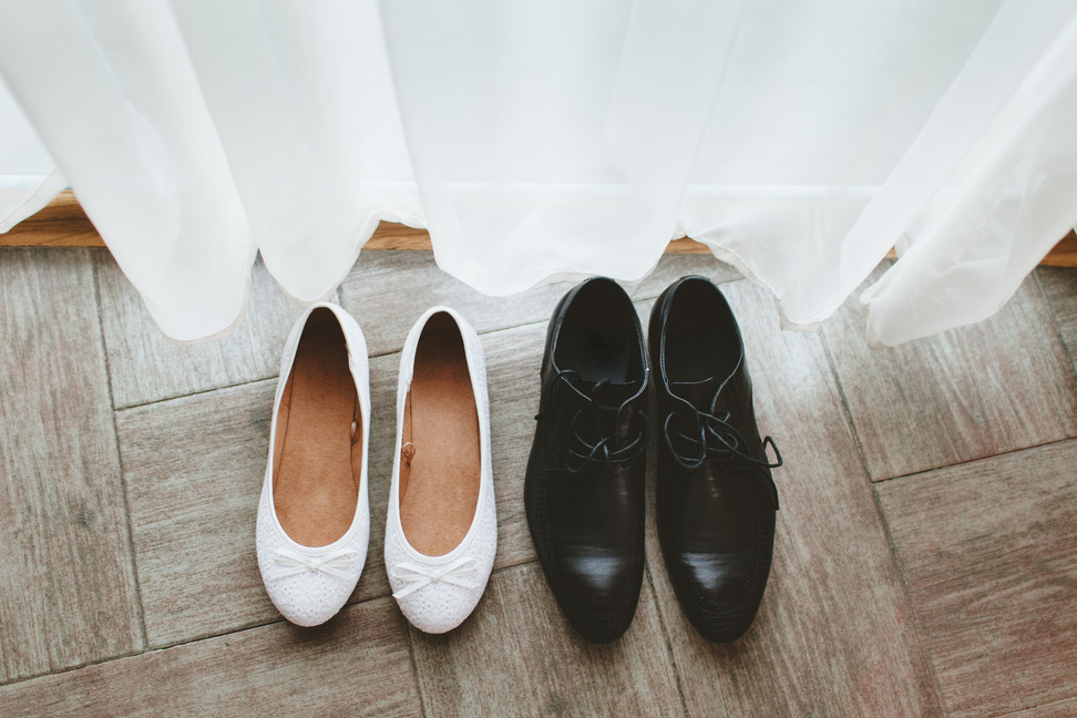 shoes of the groom and the bride